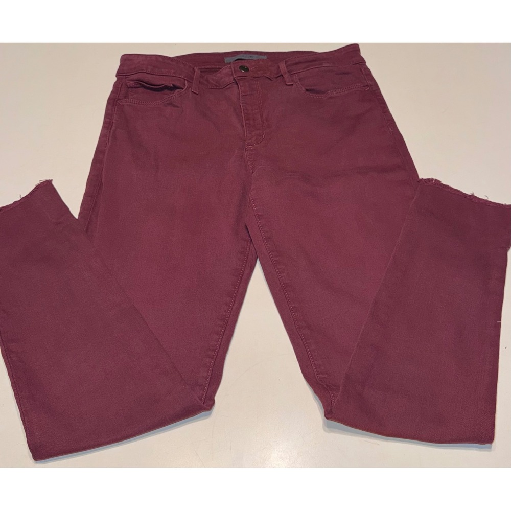 Joes Jeans The Icon Ankle Skinny Jeans Burgundy Raw Hem W31 Wine Red Mid Rise